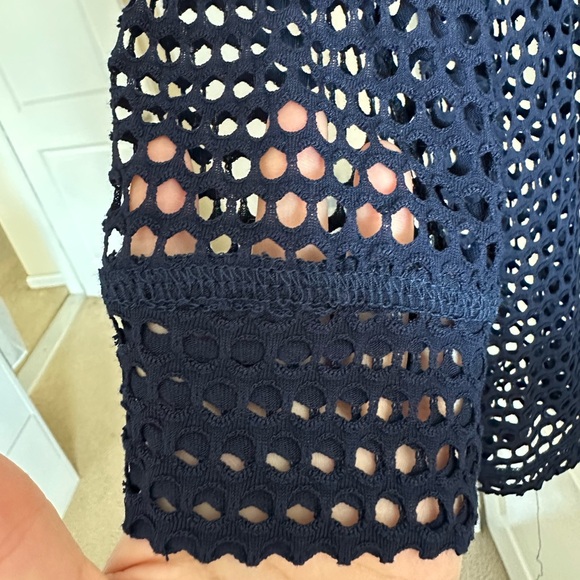 Bobeau Midnight Blue Eyelet Knit Top - Picture 3 of 12